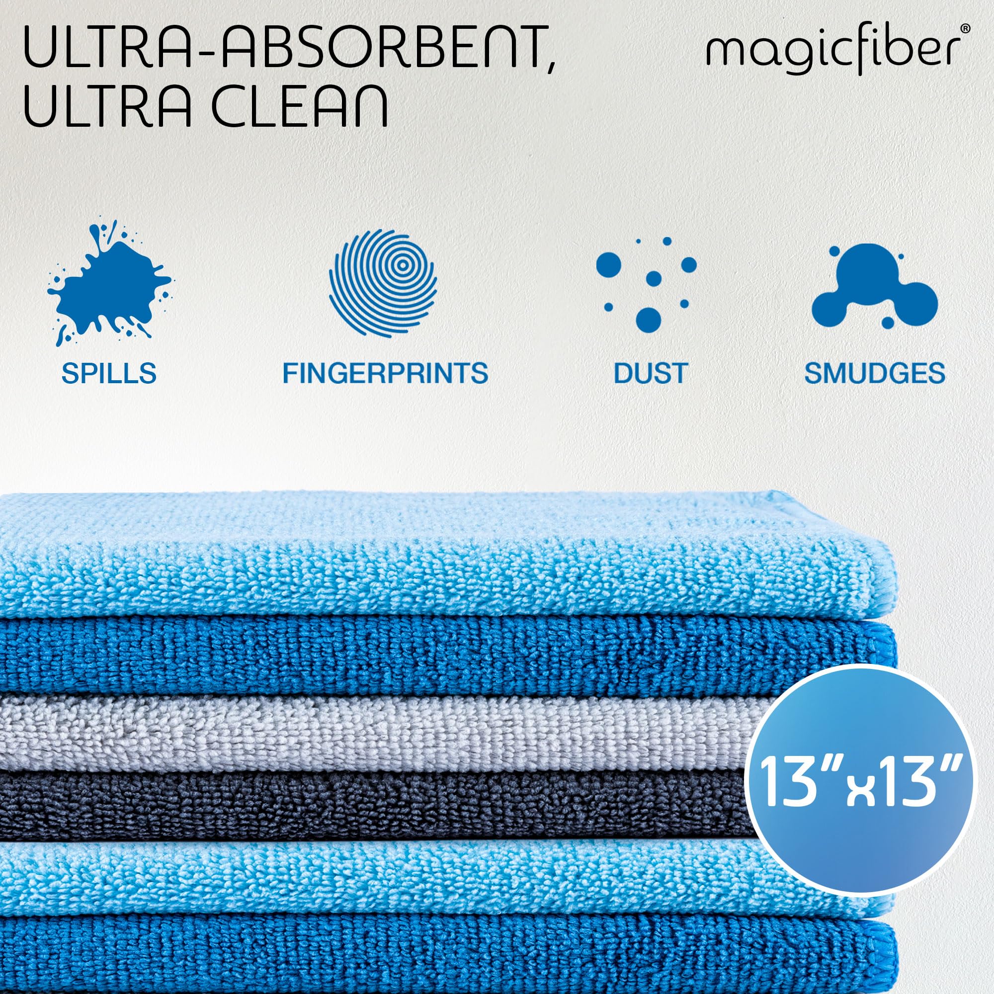 MagicFiber Microfiber Cleaning Cloth - 12 Pack, Large 13