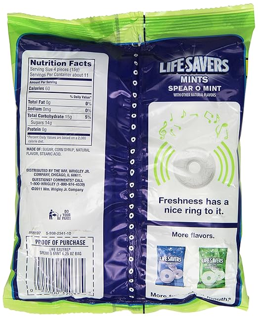 how many calories in a mint lifesaver