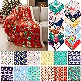 SmoothNovelty 12 Pack Christmas Throw Blanket for Homeless 40''x 50'' Christmas Plush Decor Winter Fleece Fuzzy Soft Warm Xmas Throw Blanket for Couch Sofa Chair Santa Claus Carpet for Home Xmas Gifts