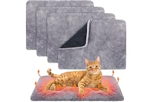 Maasechs 4 Pack Self Warming Cat Bed Pad Self Heating Extra Thermal Cat and Dog Bed Mat 14 x 19.5 Inches Reflects Body Washable Pet Heating Pad Blanket for Cage Indoor Outdoor