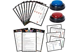 EYxsaxenk Office Friendly Feud Game with 2 Answer Buzzer - 40Pcs Workplace Trivia Quiz Feud Card Buzzer Board Game Night for 