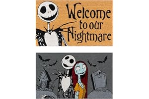 Gertmenian Nightmare Before Christmas Coir Mat (2-Pack), Welcome Mats for Front and Back Door, Home Entrance, and Garage, Home Decor, 20x34 Each, Welcome Nightmare/Jack & Sally, 80005