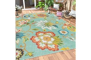 Lahome Floral Indoor Outdoor Rugs, 6x9ft Non Slip Outdoor Patio Rug for Balcony Deck, Soft Outdoor Area Rug for Camping PicnicBackyard, RV Outdoor Rugs for Living Room Dining Bedroom,Multi