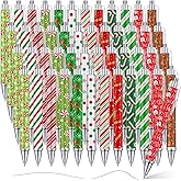 Cholemy 48 Pcs Christmas Ballpoint Pens Bulk Christmas Theme Pens Retractable Xmas Gift Box Candy Gingerbread Man Gel Ink for Office School Xmas Holiday Party Favor