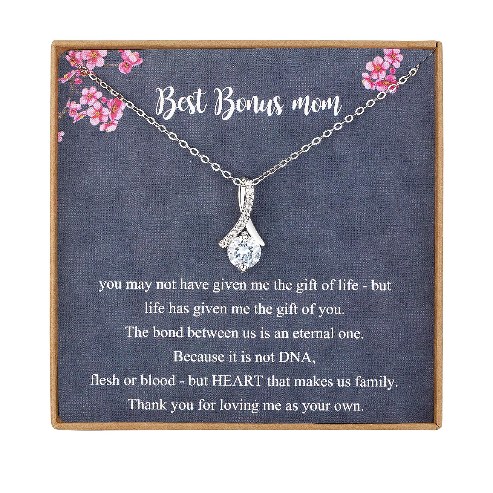 Bonus Mom & Stepmom Sterling Silver Necklace Gifts, Mother in Law & Adoption Gifts