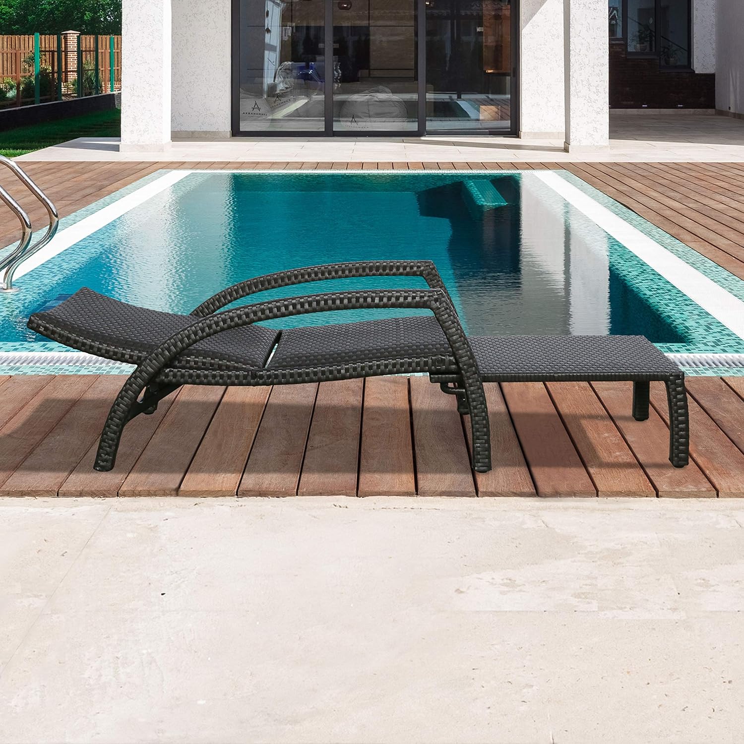 Amazon Com Ulax Furniture Outdoor Wicker Convertible Chaise Lounge Patio Woven Padded 2 Pack Aluminum Lounger Adjustable Chair With Quick Dry Foam Kitchen Dining