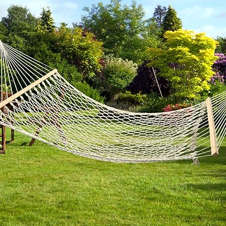 Amazon De Doppelt Breit Holz Zum Aufhangen Baum Hangematte Baumwolle Spreizstab Seil Hangematte Fur Garten Yark