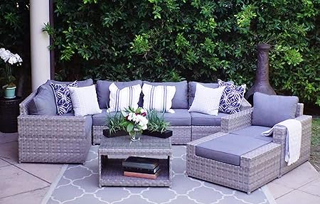 Amazon Com Sunhaven Resin Wicker Outdoor Patio Furniture Set 8