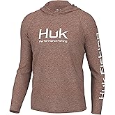 HUK mens Pursuit Heather Hoodie, Sun Protecting Fishing Shirt With Hood