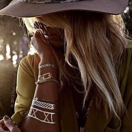 Original FLASH TATTOOS - Die beliebten Gold Tattoos der Stars aus USA - Temporäre Tattoos (Josephine)