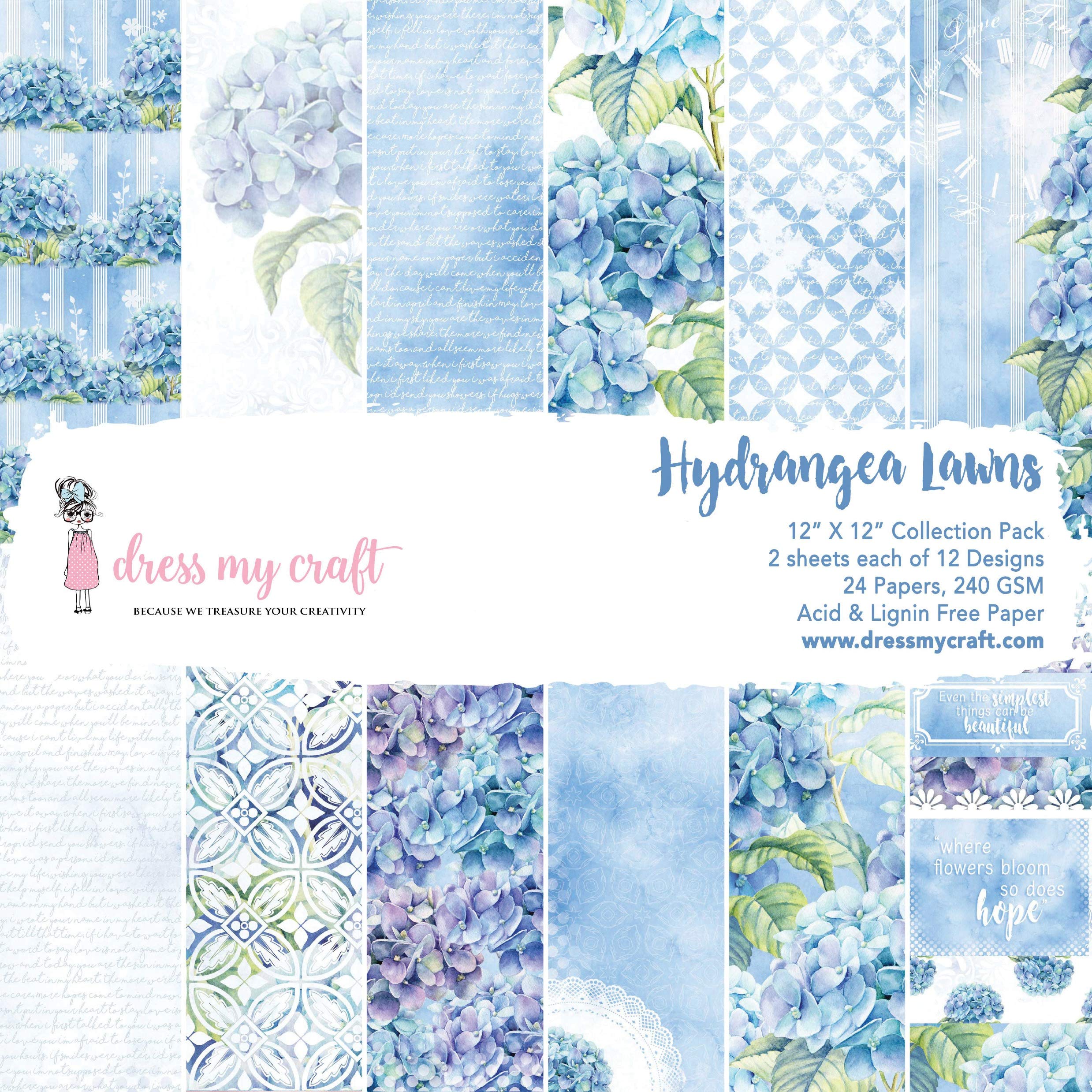 DRESS MY CRAFT/CRAFTER'S 3PL PAPR PAD12, Hydrangea Lawns, 12 Designs/2 Each, One Size