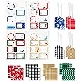 Hallmark Christmas Gift Tags with Ribbon, Sticker Seals, and Mini Notecards (Elegant Plaid, Snowflakes, Cardinals) for Gift Bags and Wrapped Presents