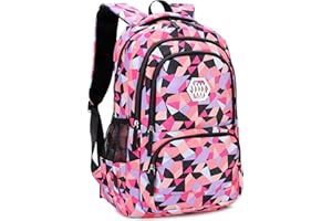 Bansusu Geometric Print Kids Backpack for Girls Boys School Bag Bookbags