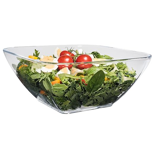 Tablesto Acrylic Salad Bowl Lucite Salad Bowl, Clear Square Shaped in