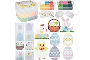 FUSE BEADS Easter Fuse Bead Kit, 8,000 Pieces (12 Colors)- 8 Unique Bunny & Egg Designs -DIY Gifts -Works w Perler Beads, Art Craft Project, Kids Party Activity