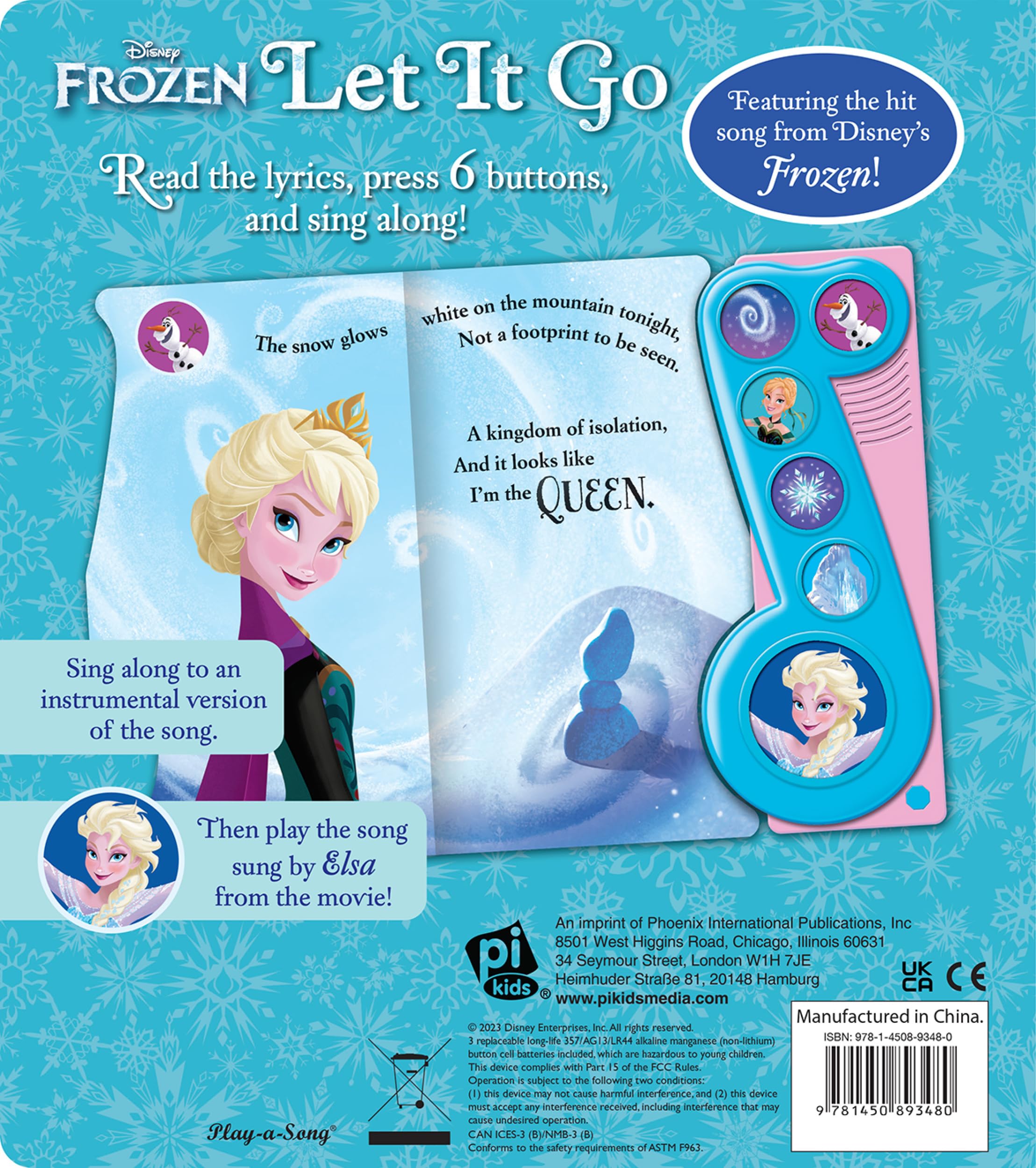 Disney Frozen - Let It Go Little Music Note Sound Book - PI Kids