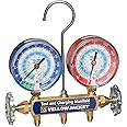 Yellow Jacket 42005 Manifold with 3-1/8" Color-Coded Gauges, psi, R-22/134A/404A (Clamshell) (Hoses not included)