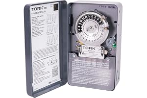 NSi Industries TORK 1109A Indoor 40-Amp Multi-Volt Mechanical Lighting and Appliance Timer - 24-Hour Programming - Multiple On/Off Settings - 120/208-277-Volt - Grey 2.9 x 4.7 x 7.9 inches