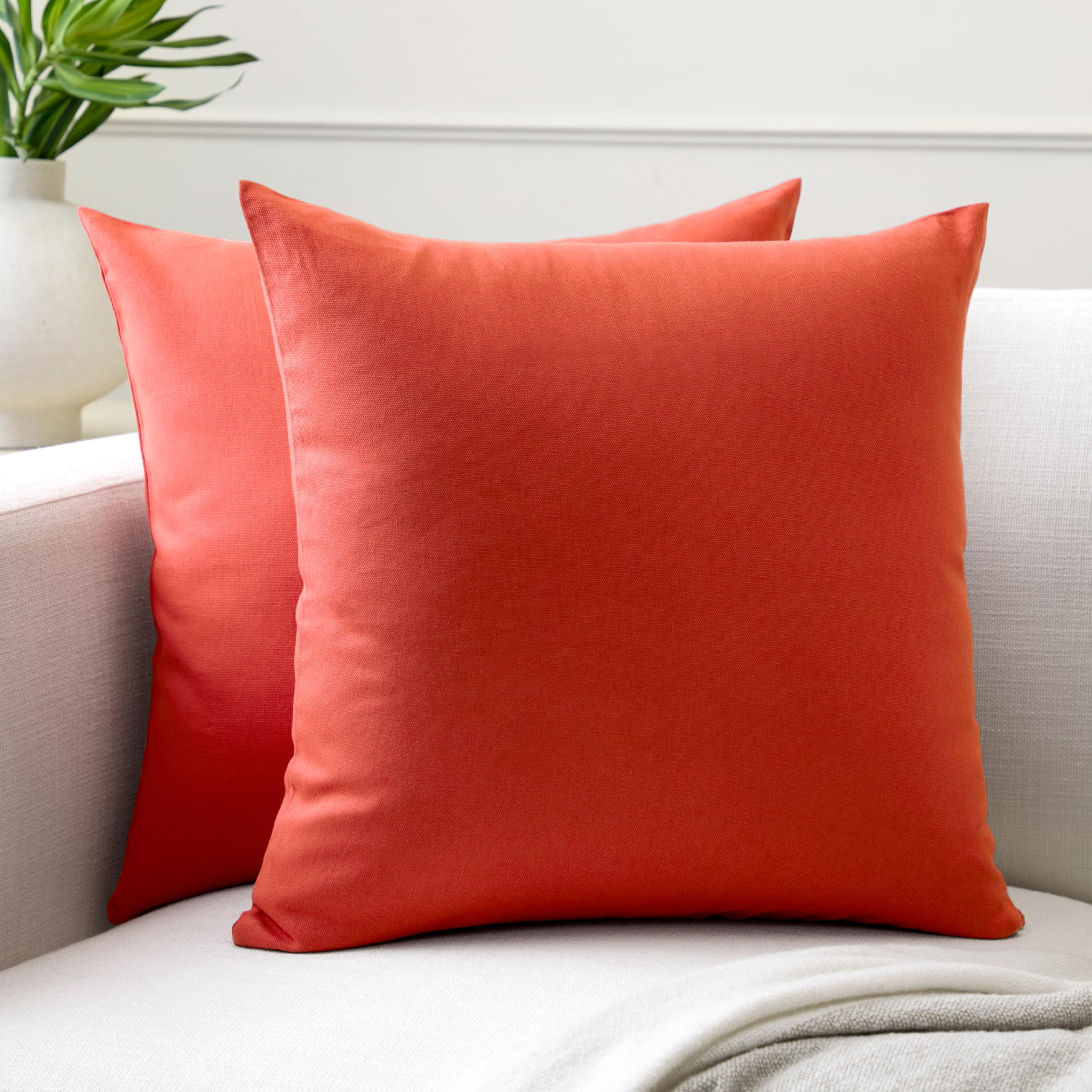 Encasa XO Cotton Throw Pillow Covers Set of 2 I 16x16 in (40x40 cm) - Brick I No Insert I Plain Square Pillowcases I Machine Washable | Indoor Use Only — image 1