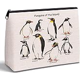 KAIOUS Penguin Gifts for Women — Penguins of the World Penguin Makeup Bag Cosmetic Bag Makeup Zipper Pouch