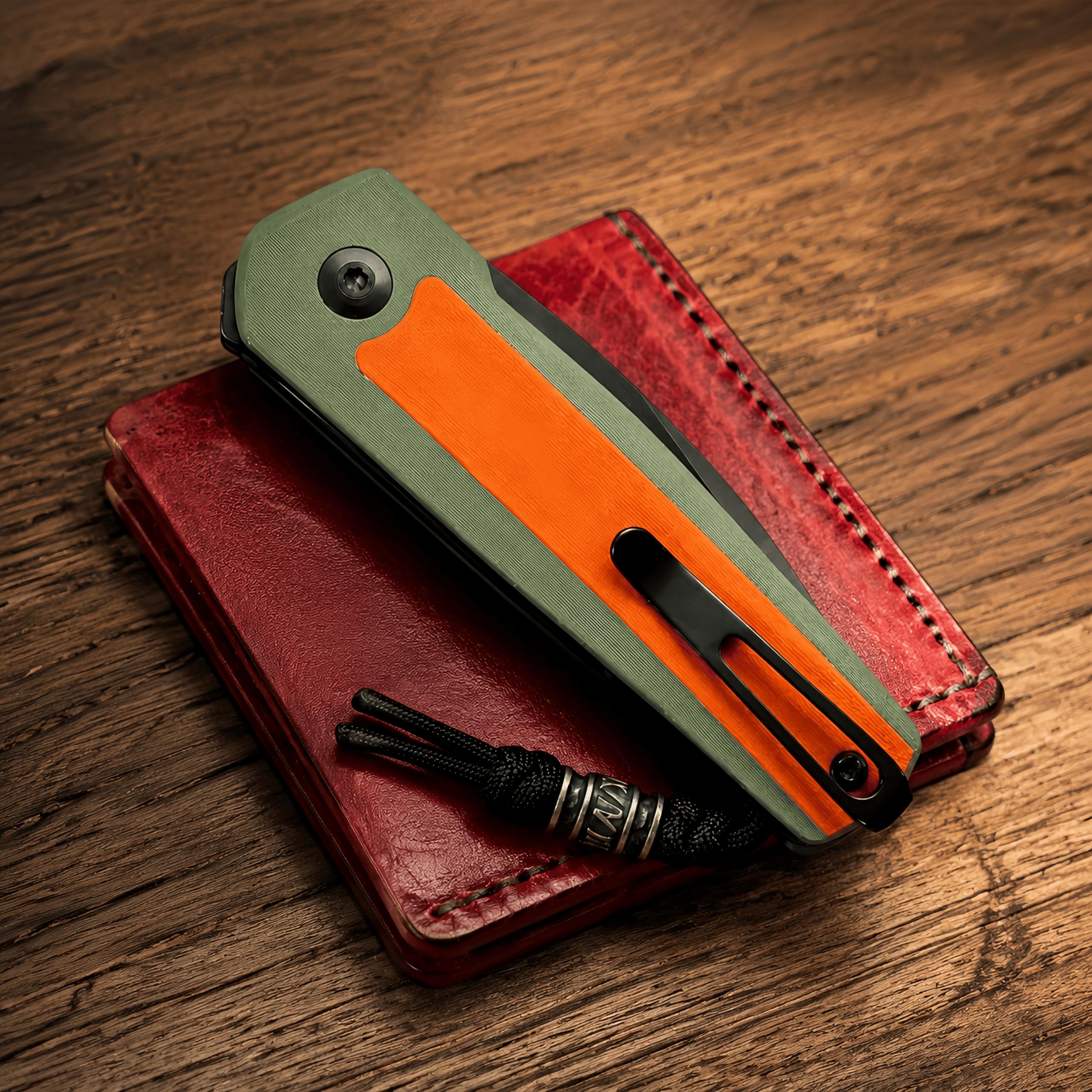 YF SMART EDC Taschenmesser D2 Stahl-Limitierte Edition,5.6 cm Slipjoint Klappmesser mit SKIFF Kugellager, G10 & Carbon Fiber Griff, §42a Konformes Klappmesser für Outdoor,Camping & Alltag (Orange) 2