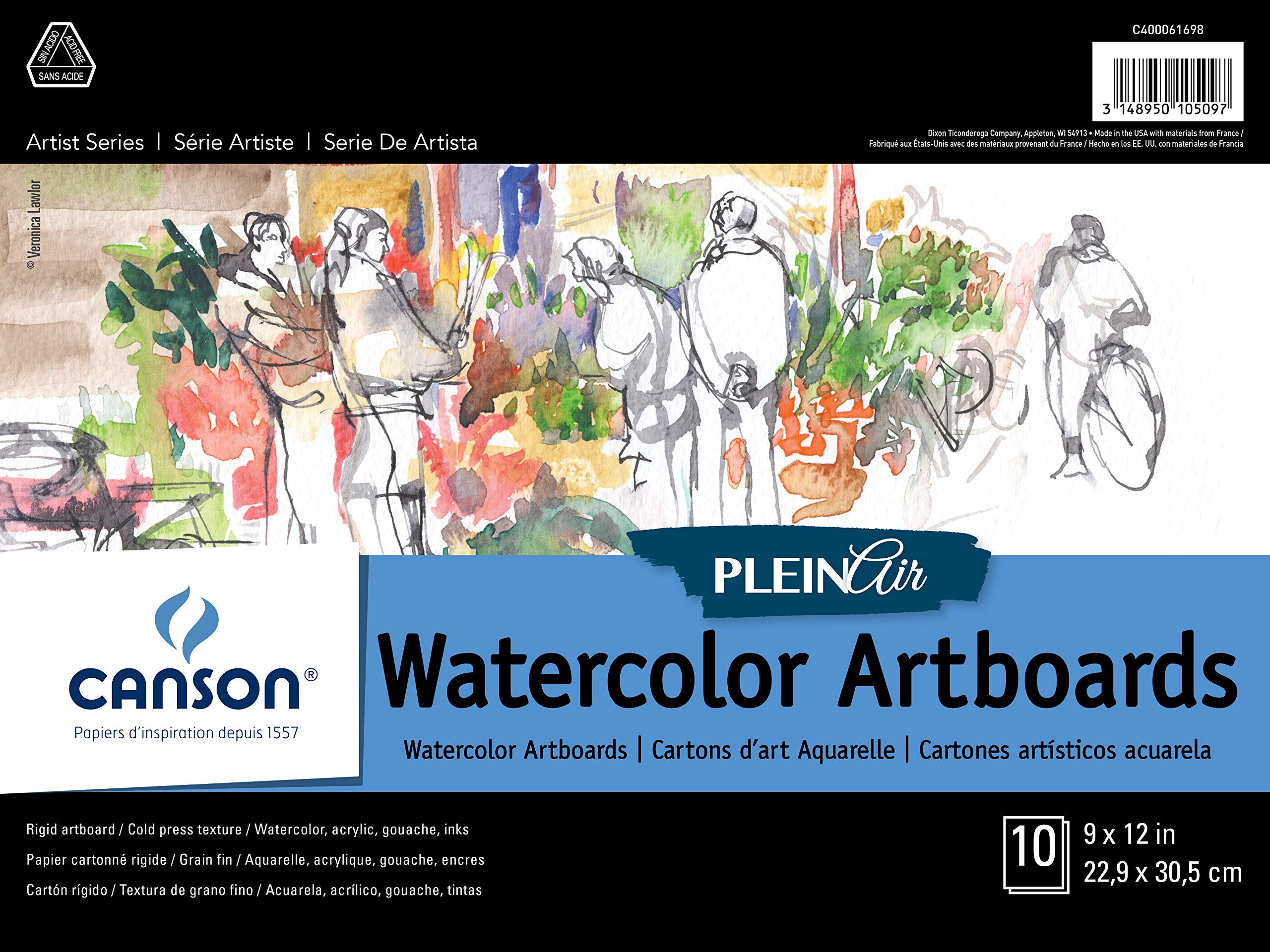Photo 1 of Canson Artist Series Plein Air Watercolor Paper, Fold Over Art Board, 9x12 inches, 10 Sheets - Artist Paper for Adults and Students - Watercolors, Mixed Media, Markers and Art Journaling