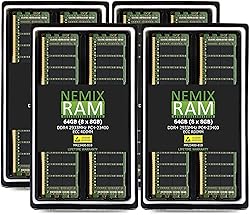 NEMIX RAM 64GB (8X8GB) DDR4 2933MHZ PC4-23400 ECC