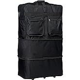 36" Black Rolling Wheeled Expandable Duffle Bag Spinner Suitcase Luggage - 5 Wheels