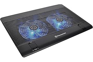 Thermaltake Massive 14 Steel Mesh Panel Dual 140mm Blue LED Fan Adjustable Speed Control 10"-17" Laptop Notebook Cooling Pad CL-N001-PL14BU-A,Black