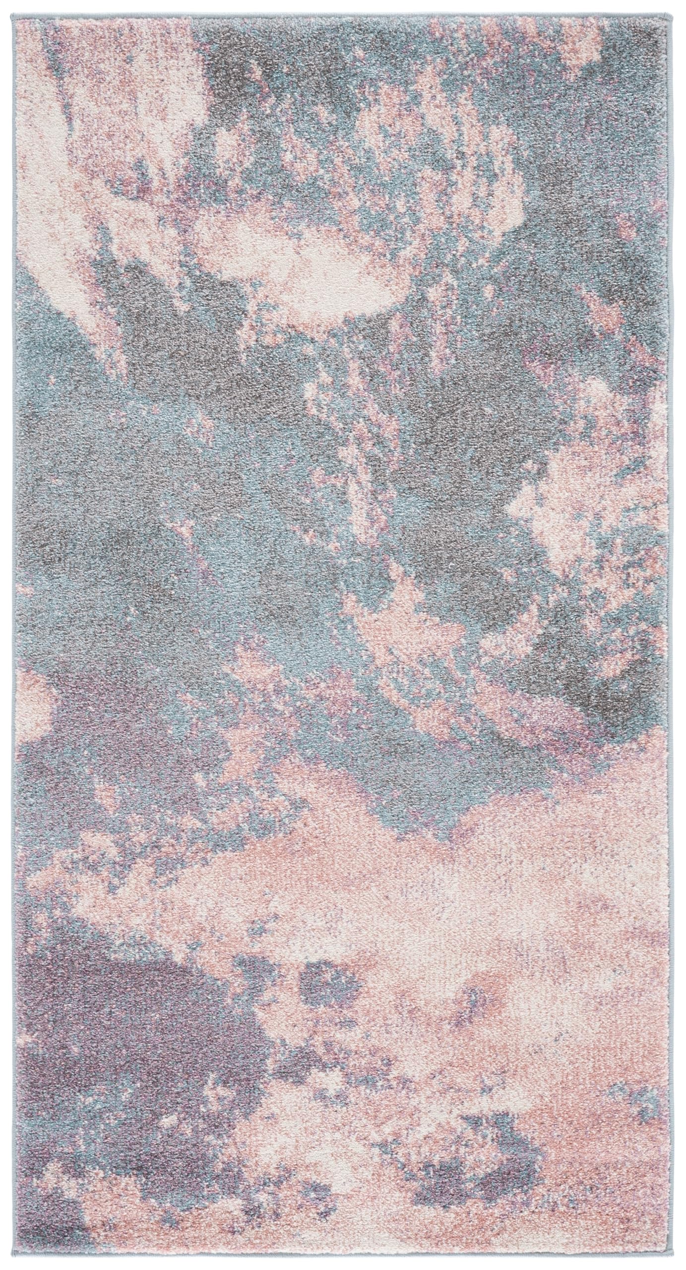 Safavieh Abstract Indoor Woven Rectangle Area Rug, Glacier Collection, GLA123, in Pink/Blue, 79 X 152 cm for Living Room, Bedroom or Any Indoor Space