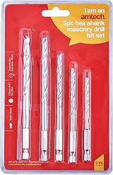Amtech F1730 5 Piece Hex Shank Masonry Drill Bit Set 4-10mm Hardened Steel view 2