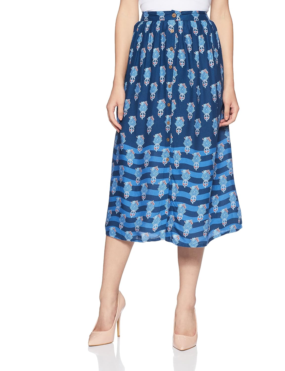 global desi women's a-line knee long skirt