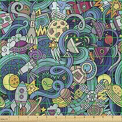 Ambesonne Space Fabric by The Yard, Abstract