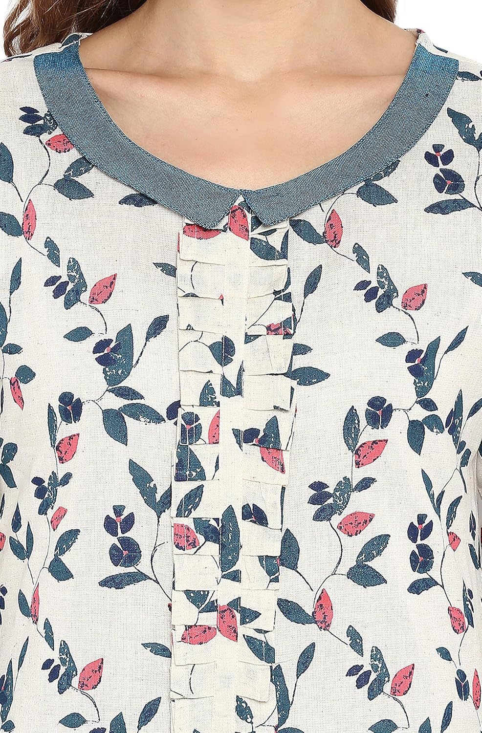 janasya women's cotton floral print straight kurta with straight pant