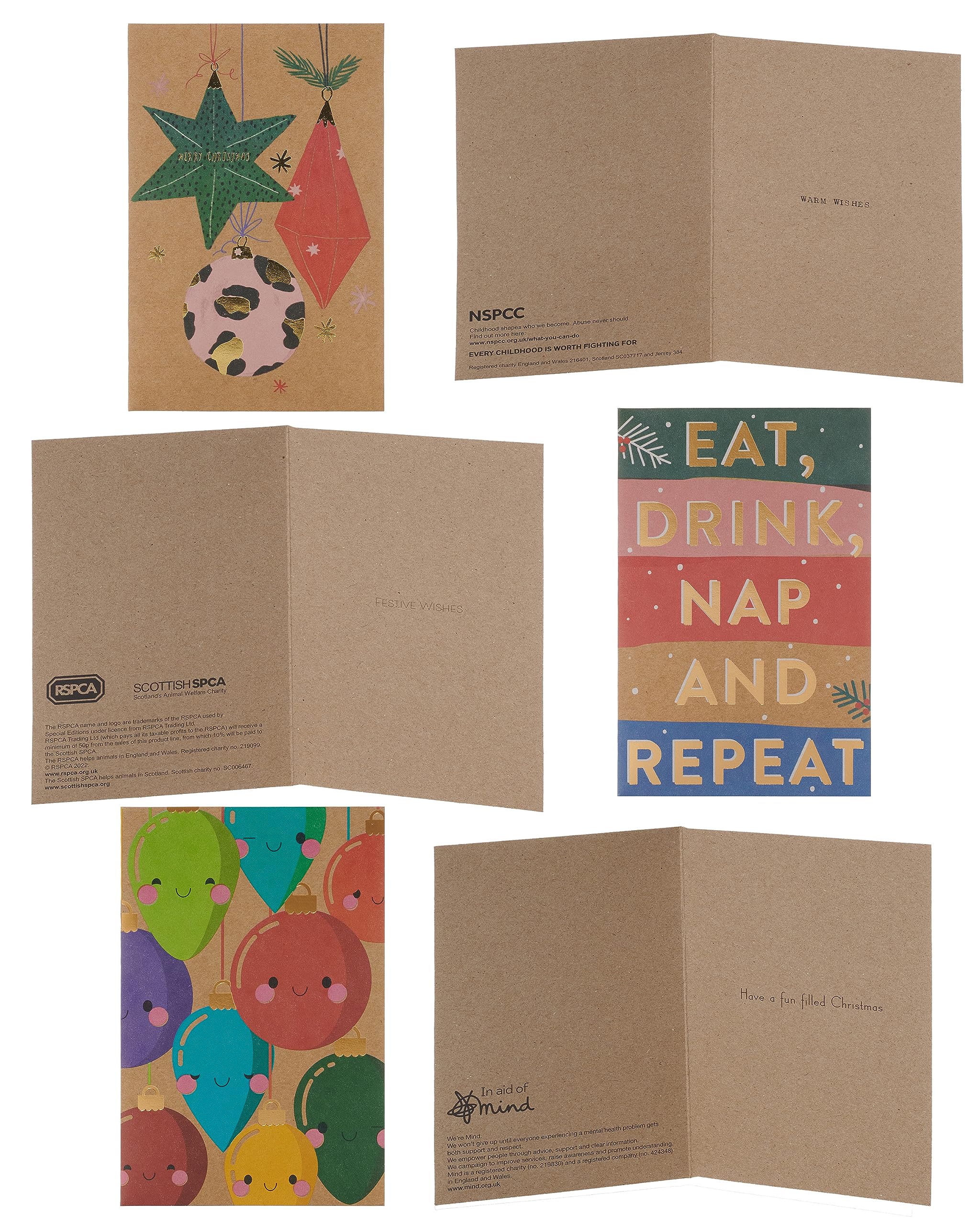 UK Greetings Multipack of 24 Christmas Cards for Him/Her/Friend - 3 Gold Detail Designs
