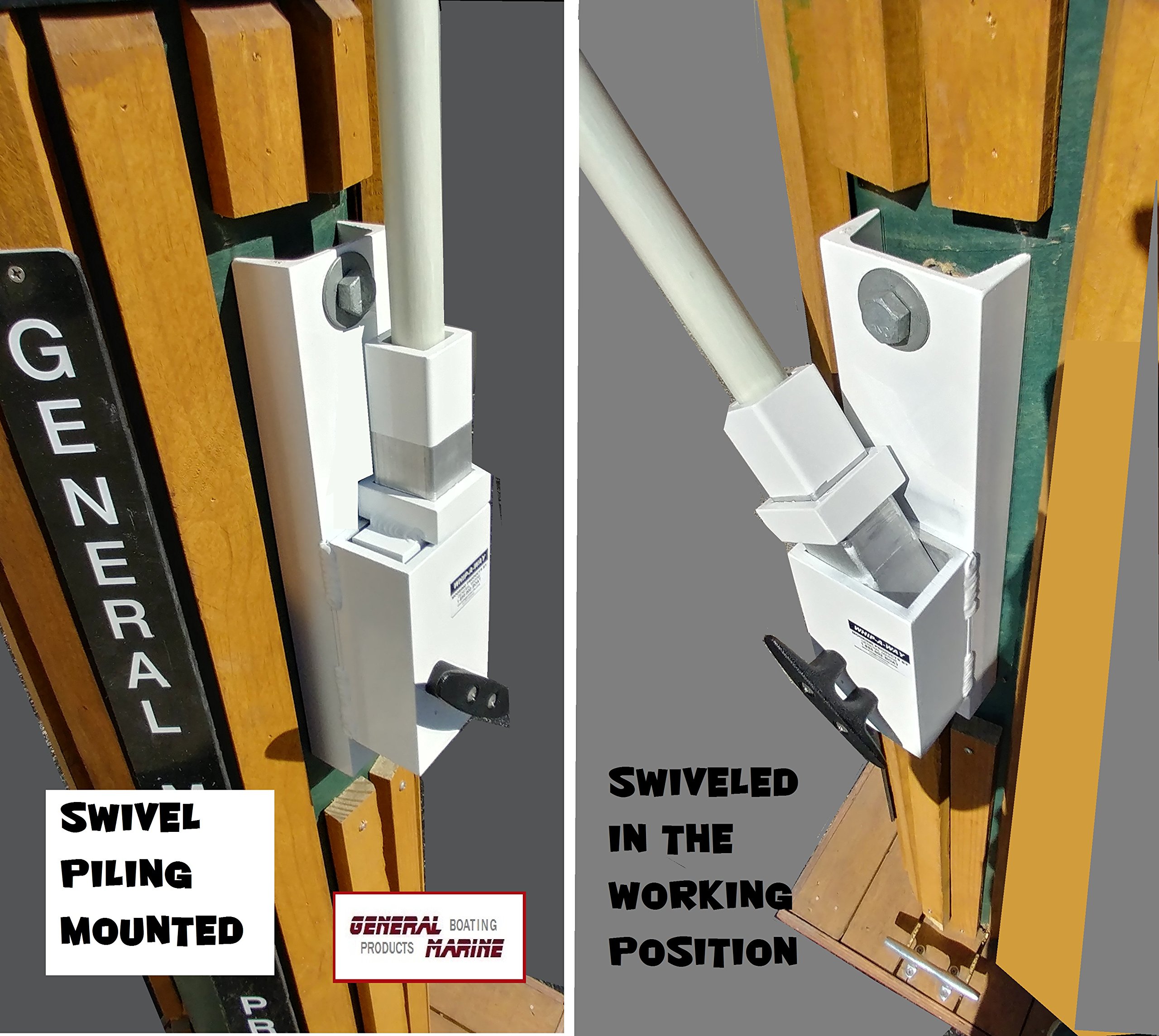 General Marine Products Mooring Whips Swivel Vertically Piling Mounted