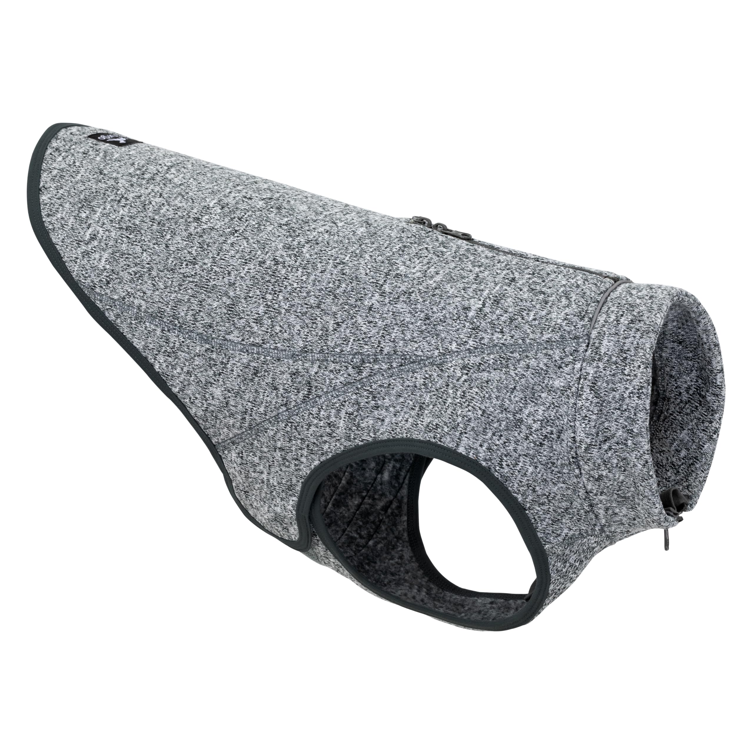 Kurgo Core Sweater - Cold Weather Dog Outfit - Cosy Knit Fleece Layer - Adjustable Neck Dogwear - Reflective Accents - Machine Washable Gear - Heather Black - X-Large