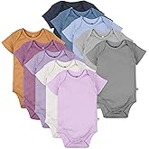 HonestBaby Baby-Boys 10-Pack Gift Box Short Sleeve Bodysuits 100% Organic Cotton for Infant Baby Boys, Girls