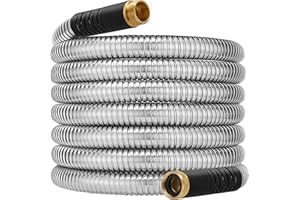 ARTISTAN 100 ft Metal Garden Hose - Heavy Duty Stainless Steel Water Hoses with 3/4''Solid Brass Fittings,Flexible, Lightweight,No Kink &Tangle,Puncture Proof pipe for Yard, Outdoors, Rv
