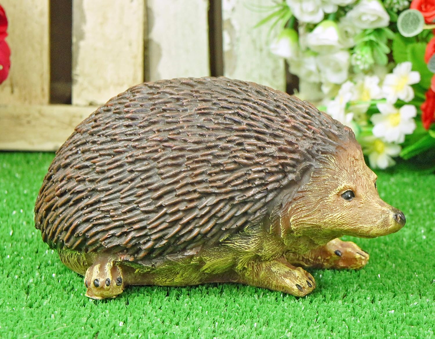 Ablerhome Decoration Small Hedgehog Garden Ornament Brown Resin Animal
