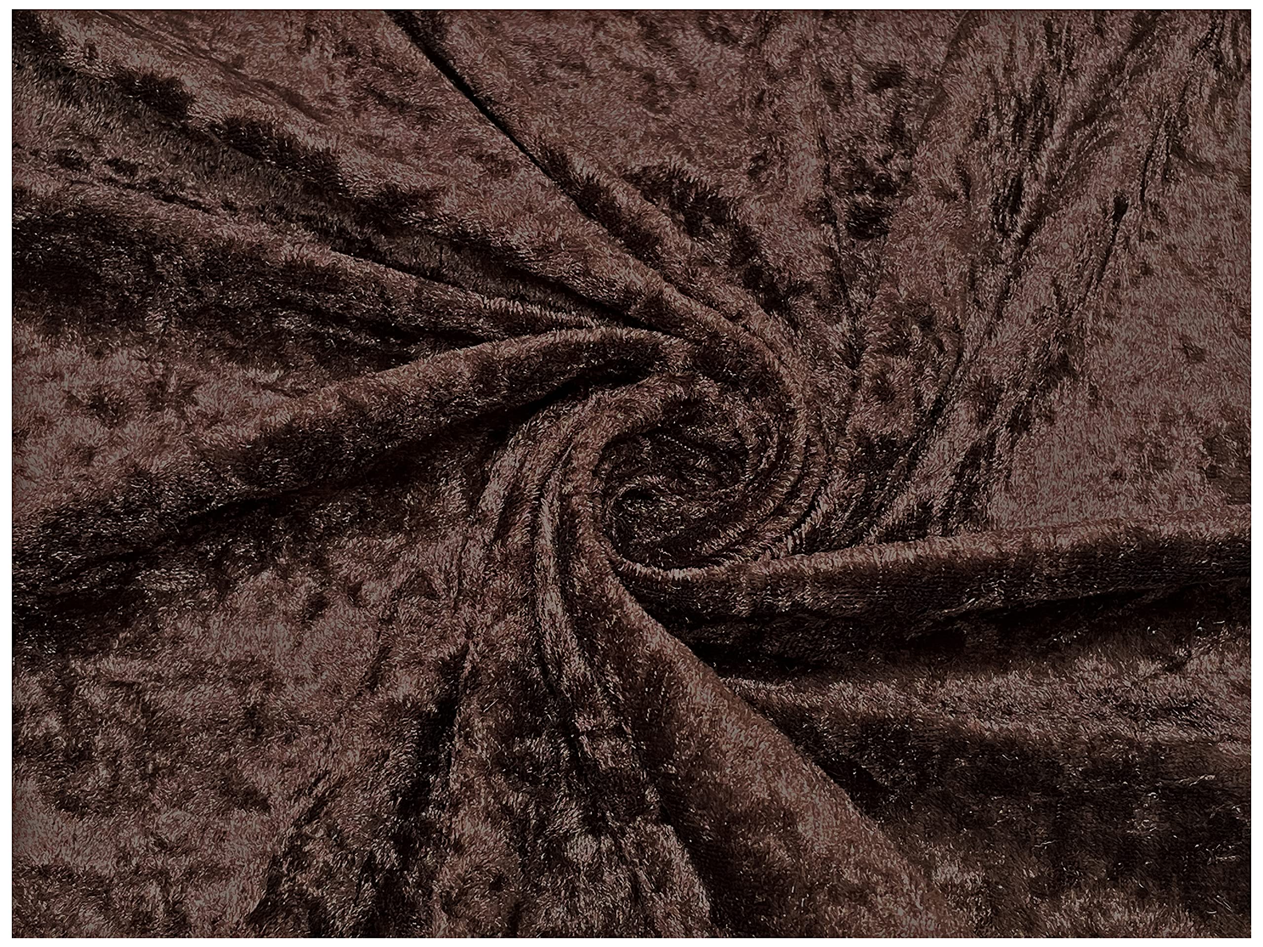 Crushed Velvet Fabric Craft Stretch Velour Material - Soft Furnishing & Craft Velour Fabric - 150cm Wide (Brown, 100cm x 150cm (39" x 60"))