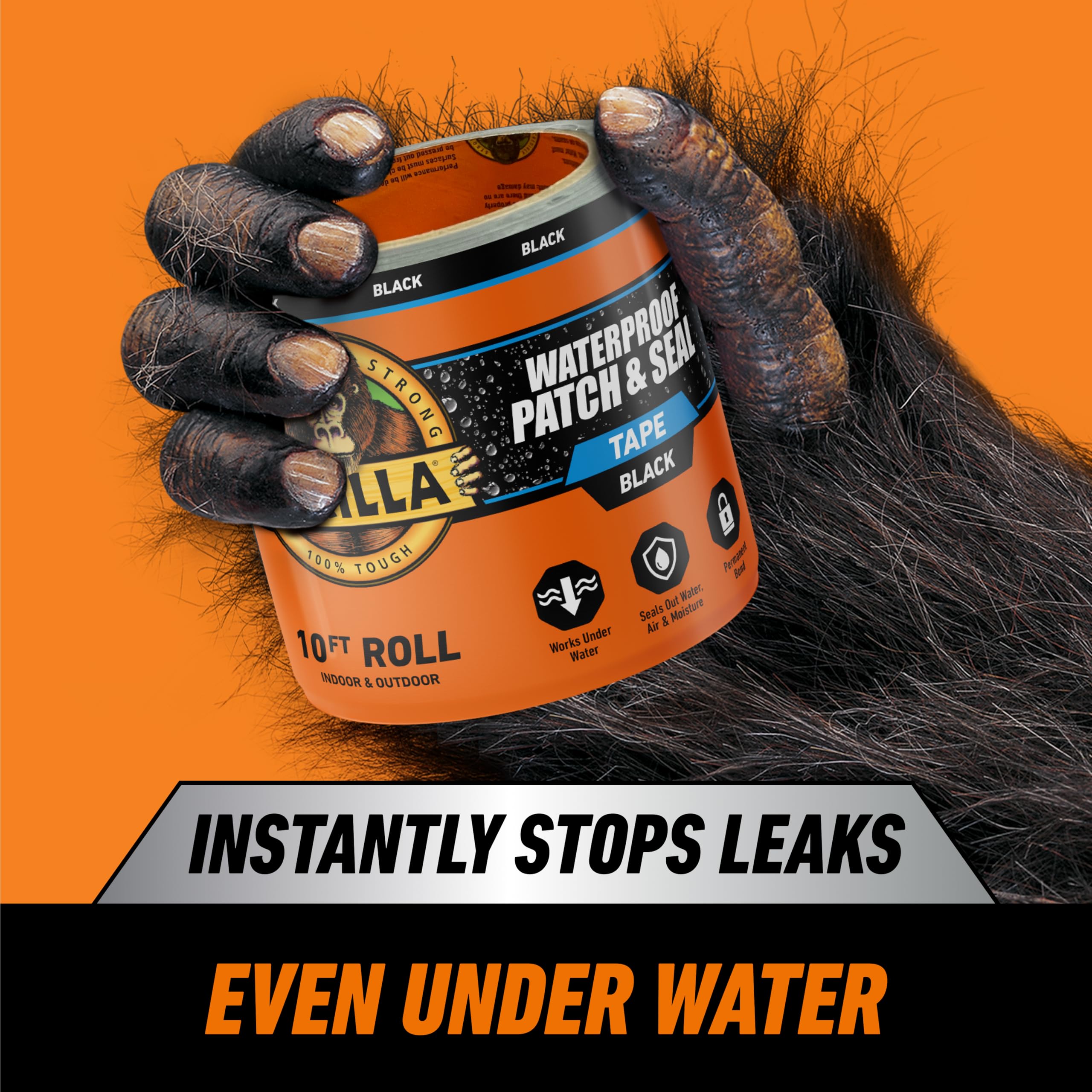 Gorilla Waterproof Patch & Seal Tape, Black Tape, 4