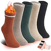 HUGSOCKS Wool Boots Socks for Women Warm Winter Thermal Thick Hiking Work Crew Socks Cozy Gifts for Ladies 5 Pairs