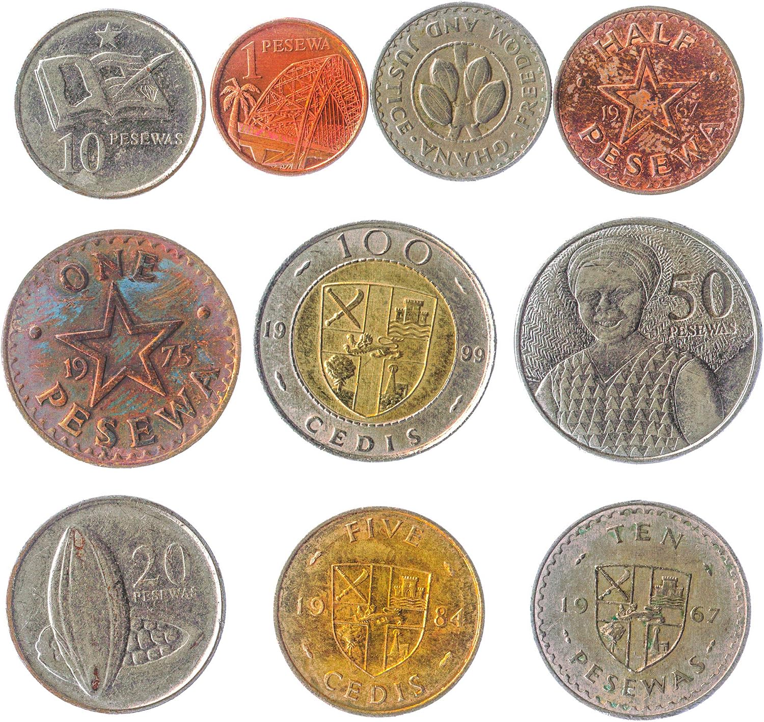 10 Ghana Coins 1 Pesewa - 1 Cedi, Small - Image 4