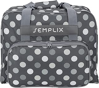 SEMPLIX Nähmaschinentasche Polka Dots, Anthrazit/Grau, 45x34x24 | stabile Transport und Aufbewahrungs Tasche in vielen frischen Farben, für alle gängigen Haushaltsnähmaschinen