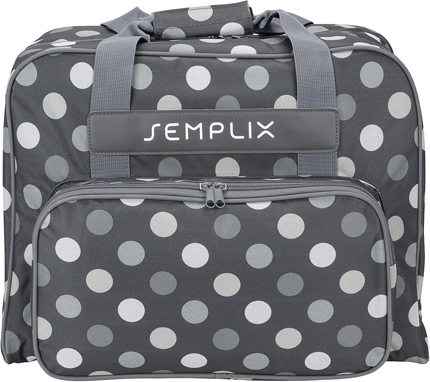 SEMPLIX Nähmaschinentasche Polka Dots, Anthrazit/Grau, 45x34x24 | stabile Transport und Aufbewahrungs Tasche in vielen frischen Farben, für alle gängigen Haushaltsnähmaschinen