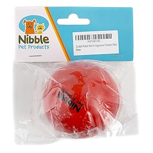 Durable, Solid Rubber Ball Dog Toy for Aggressive Chewers, Puppies (Red)