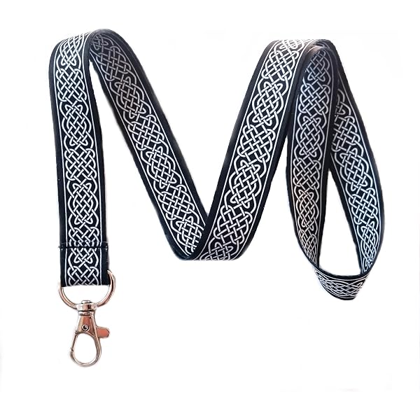 Pinstant Viking Rune Lanyard Keychain - 17.7 Inch Norse Mythology ID Badge Holder With Clip