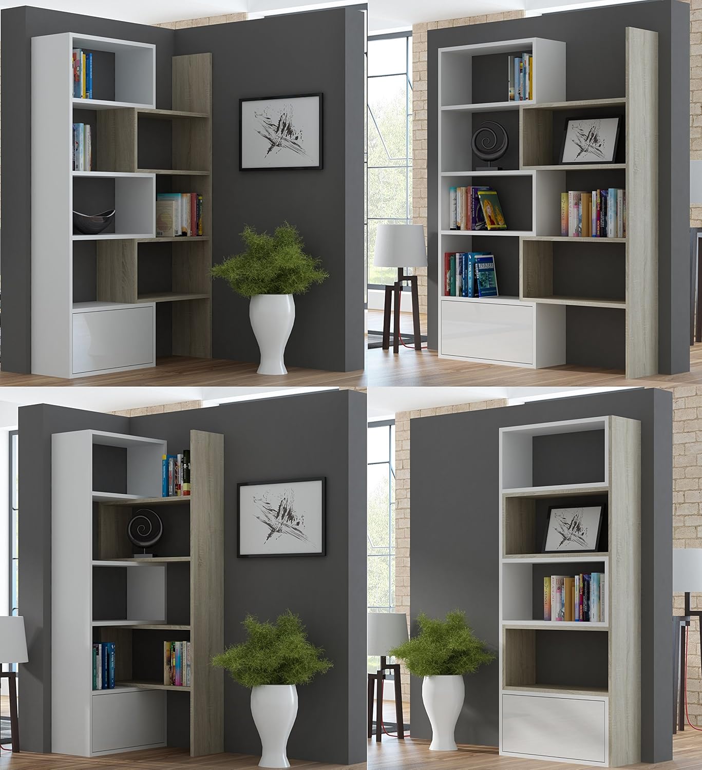 BanburyModernFurniture BMF PACO EXTENDABLE BOOKSHELF SYSTEM IN 5