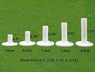 FINGER TEN Golf Rubber Tees 5 Pack Mixed Sizes White Durable Practice Mat